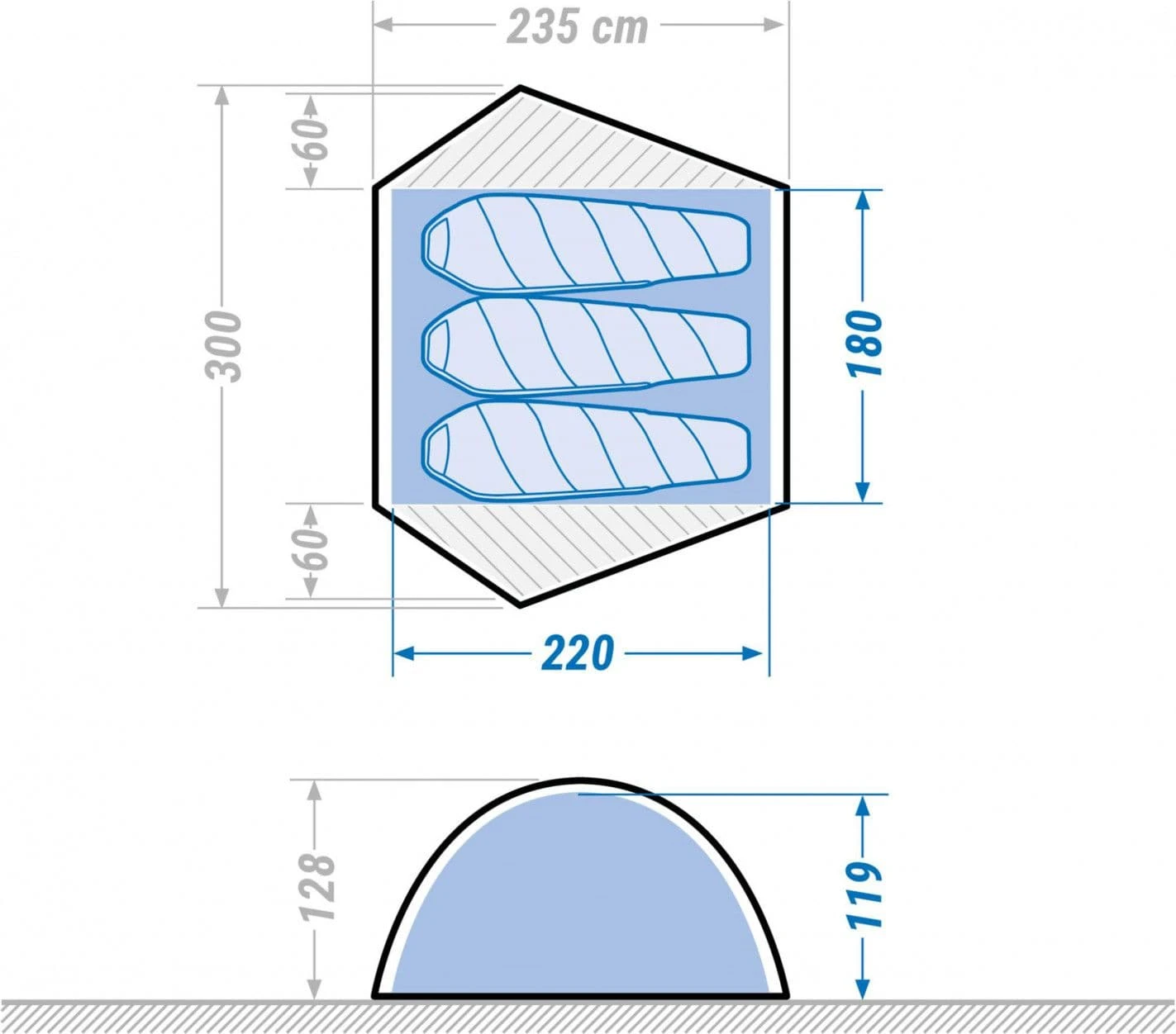 Forclaz Trek 500 Freestanding 3 Person Tent Gray Orange 9 Forclaz Trek 500 Freestanding 3 Person Tent Gray Orange - Image 9