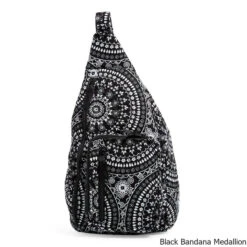 Vera Bradley Recycled Cotton Sling Backpack -Osprey Sales Shop Recycled Cotton Sling Backpack Black Medallion
